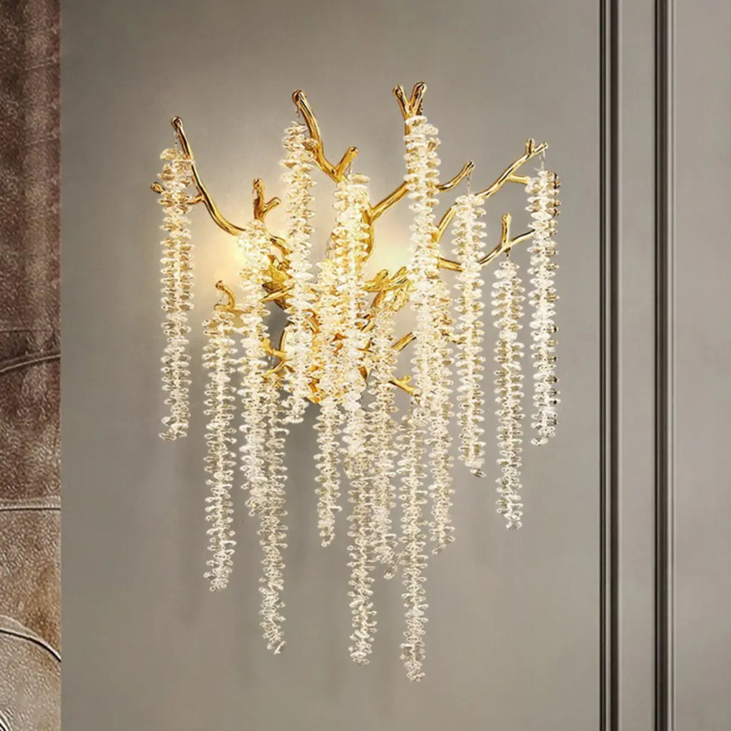 Luxury Crystal Branch Gold Metal Wall Sconce