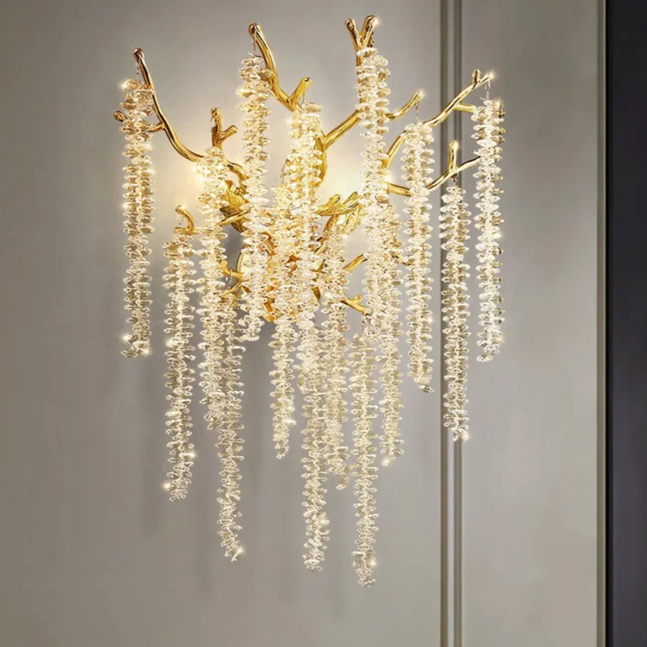 Luxury Crystal Branch Gold Metal Wall Sconce