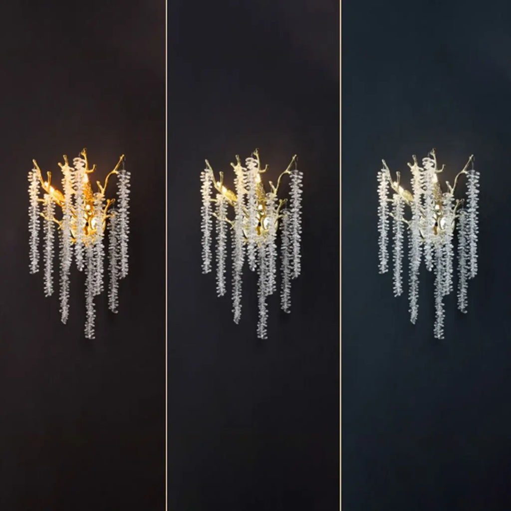 Luxury Crystal Branch Gold Metal Wall Sconce