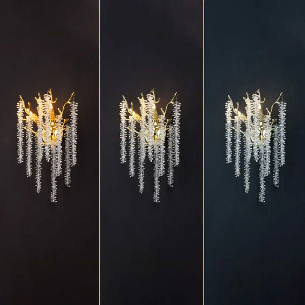 Luxury Crystal Branch Gold Metal Wall Sconce