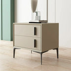 Modern Apricot Faux Leather Wood 2-Drawer Nightstand