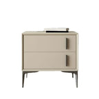 Modern Apricot Faux Leather Wood 2-Drawer Nightstand