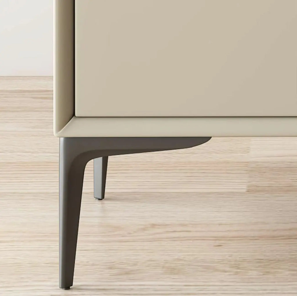 Modern Apricot Faux Leather Wood 2-Drawer Nightstand