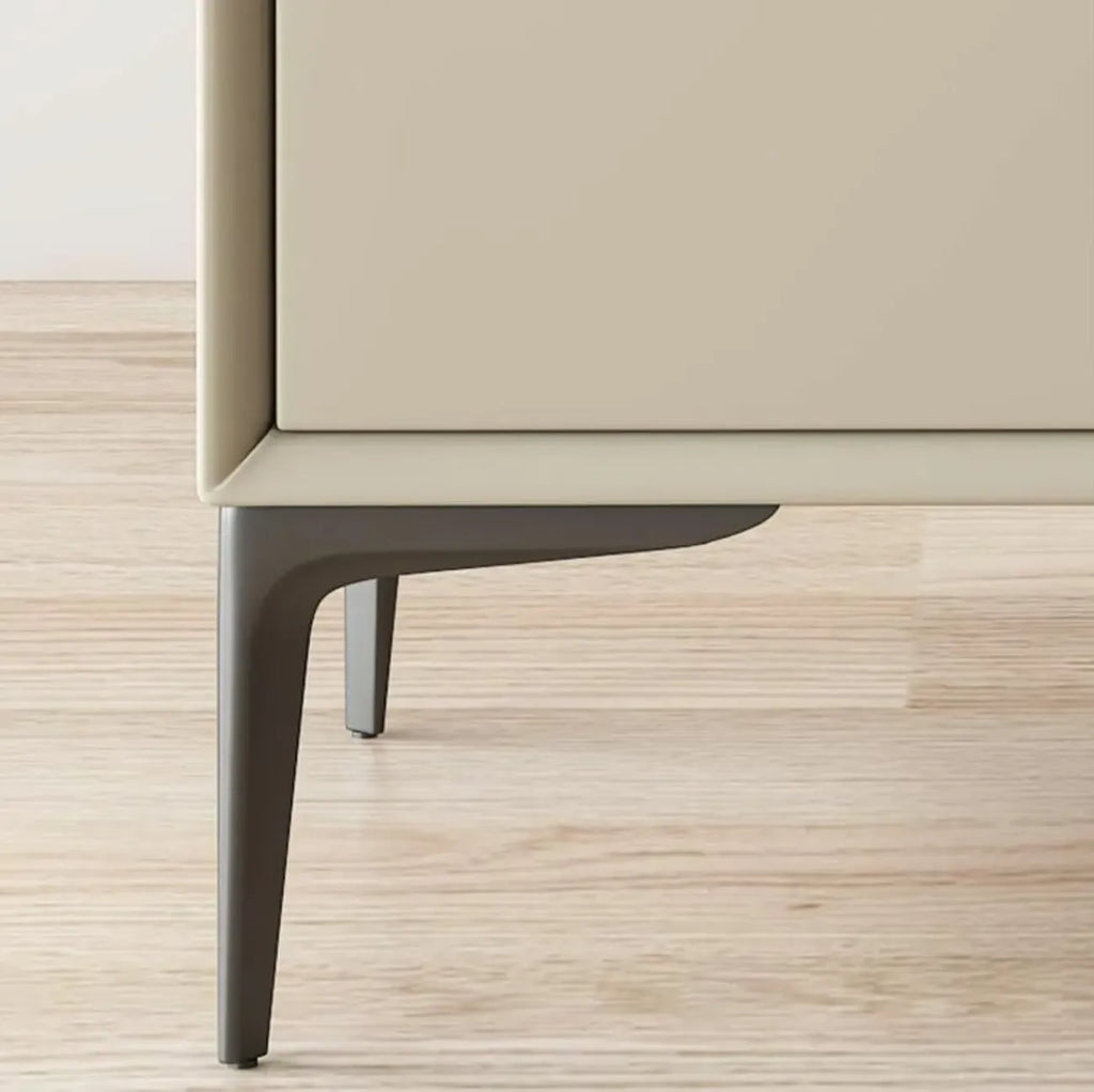Modern Apricot Faux Leather Wood 2-Drawer Nightstand