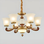 Adjustable Dining Room Gold Glass Bell Shape Up Light Chandelier