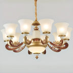 Adjustable Dining Room Gold Glass Bell Shape Up Light Chandelier