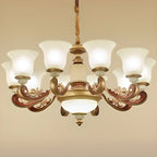 Adjustable Dining Room Gold Glass Bell Shape Up Light Chandelier