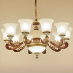 Adjustable Dining Room Gold Glass Bell Shape Up Light Chandelier