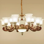 Adjustable Dining Room Gold Glass Bell Shape Up Light Chandelier
