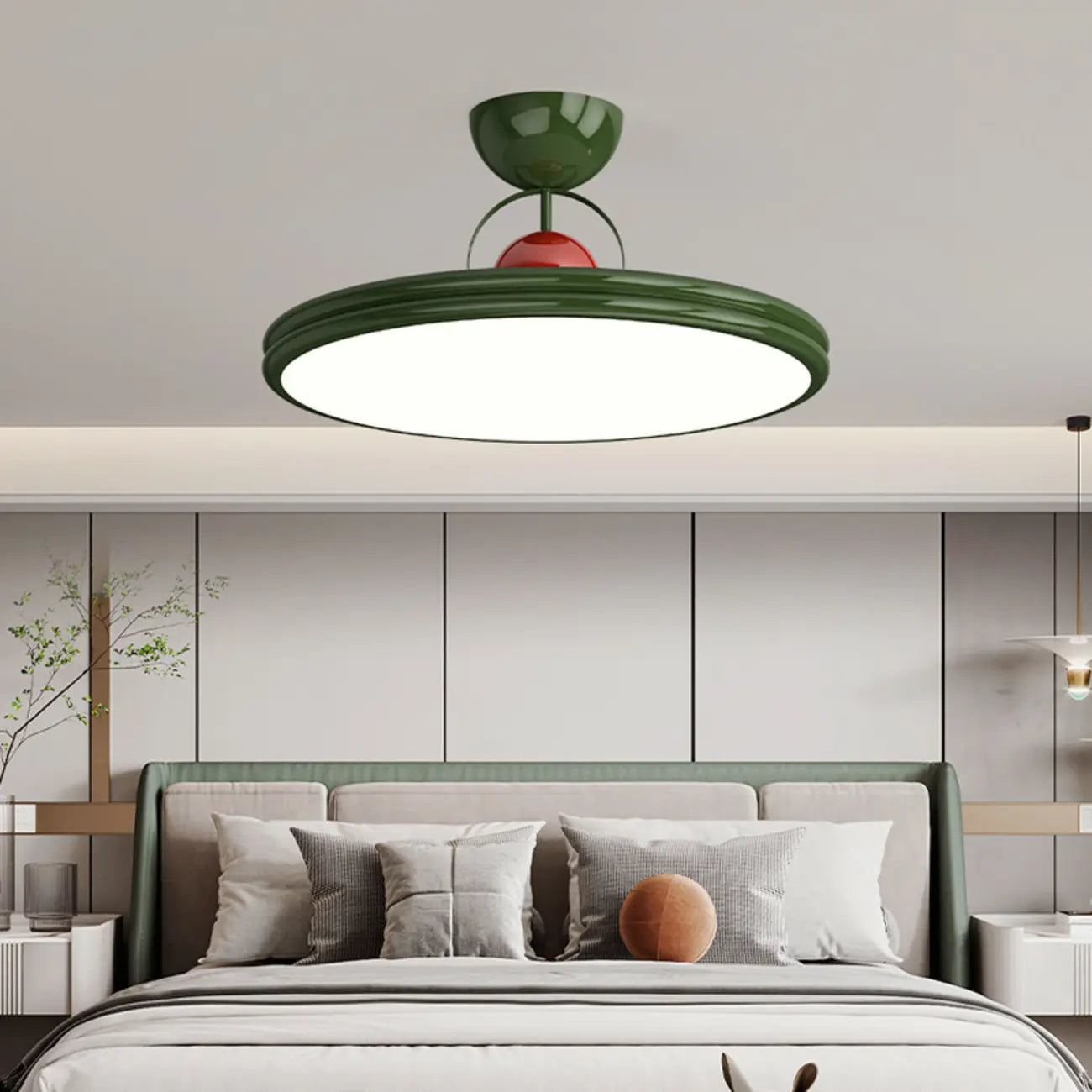 Dimmable Circle Semi-Flush LED Ceiling Light for Bedroom