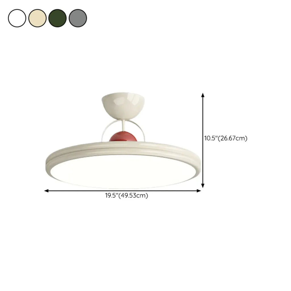 Dimmable Circle Semi-Flush LED Ceiling Light for Bedroom