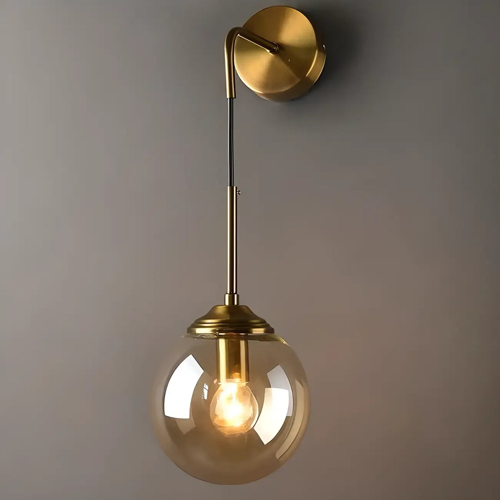 Modern Gold Globe Glass Wall Vanity Light for Bathroom