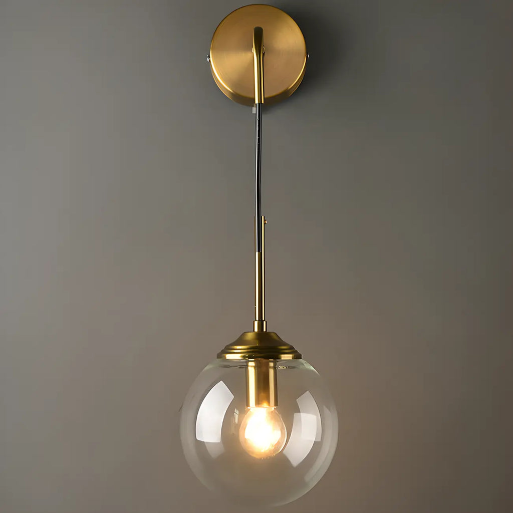 Modern Gold Globe Glass Wall Vanity Light for Bathroom