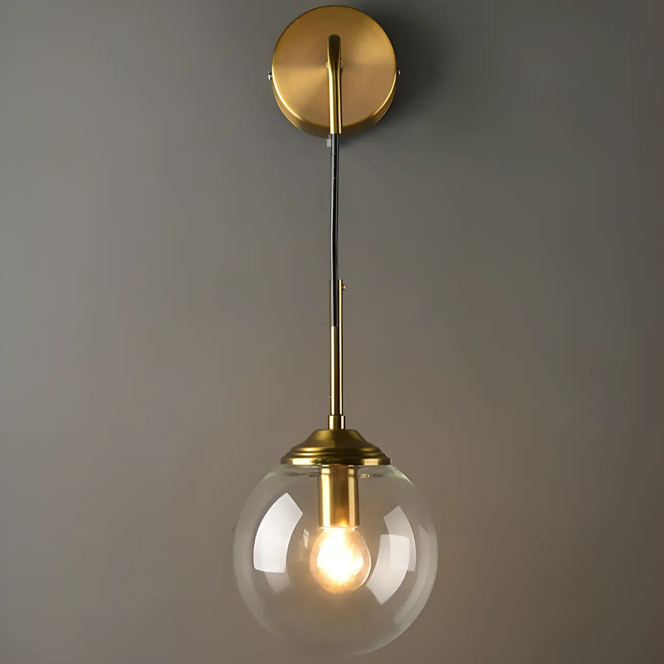 Modern Gold Globe Glass Wall Vanity Light for Bathroom