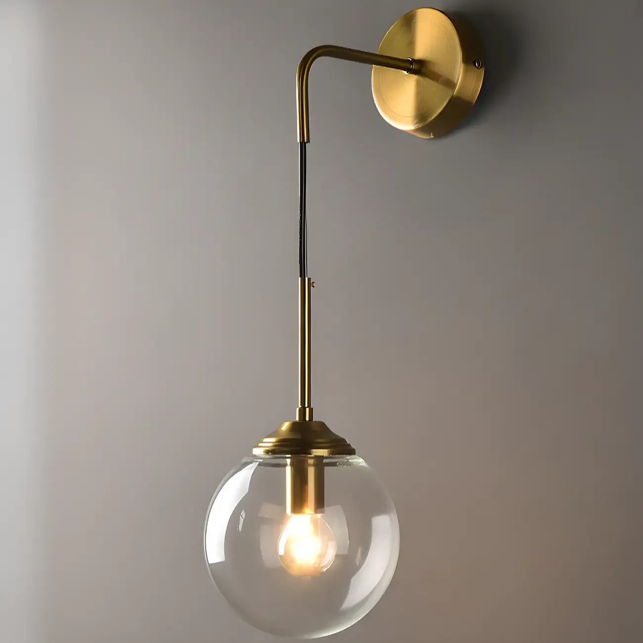 Modern Gold Globe Glass Wall Vanity Light for Bathroom