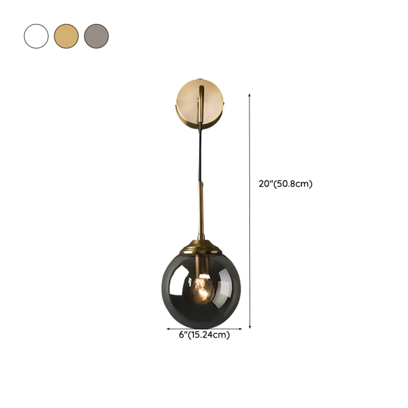 Modern Gold Globe Glass Wall Vanity Light for Bathroom