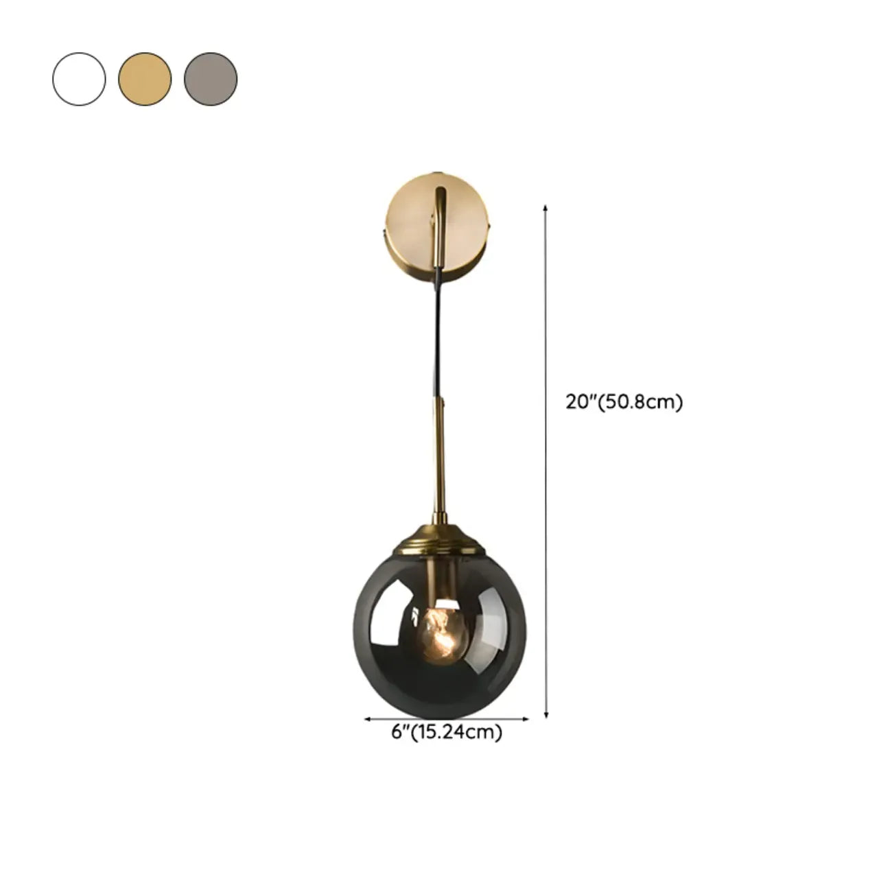 Modern Gold Globe Glass Wall Vanity Light for Bathroom