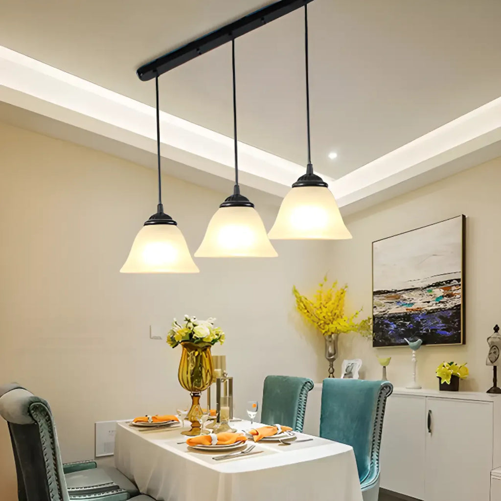 Modern Frosted Glass Adjustable Island Pendant Light for Kitchen