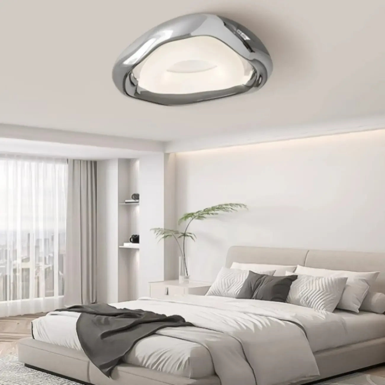 Stylish Chrome Irregular Dimmable LED Flush Mount Ceiling Light