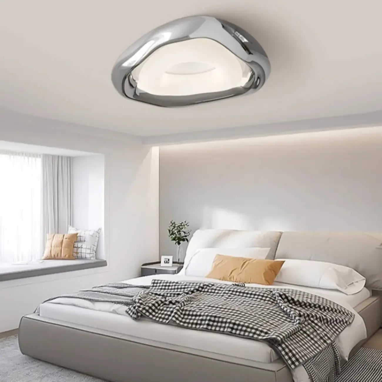 Stylish Chrome Irregular Dimmable LED Flush Mount Ceiling Light