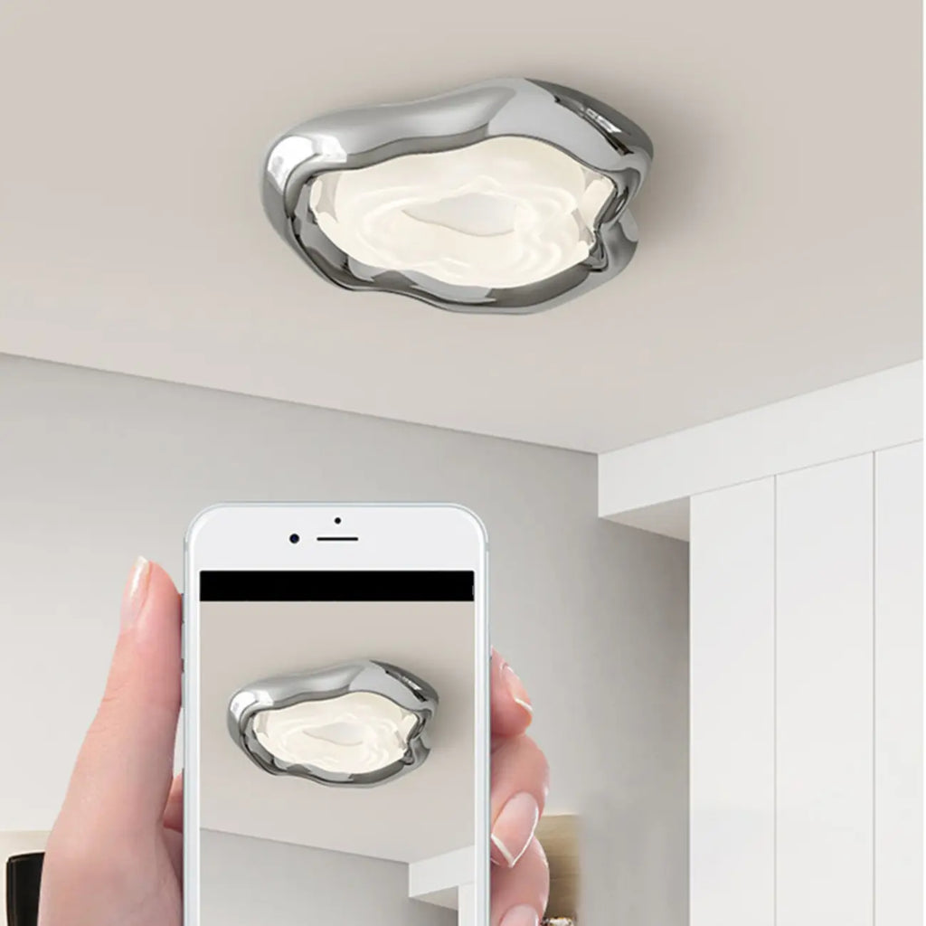 Stylish Chrome Irregular Dimmable LED Flush Mount Ceiling Light