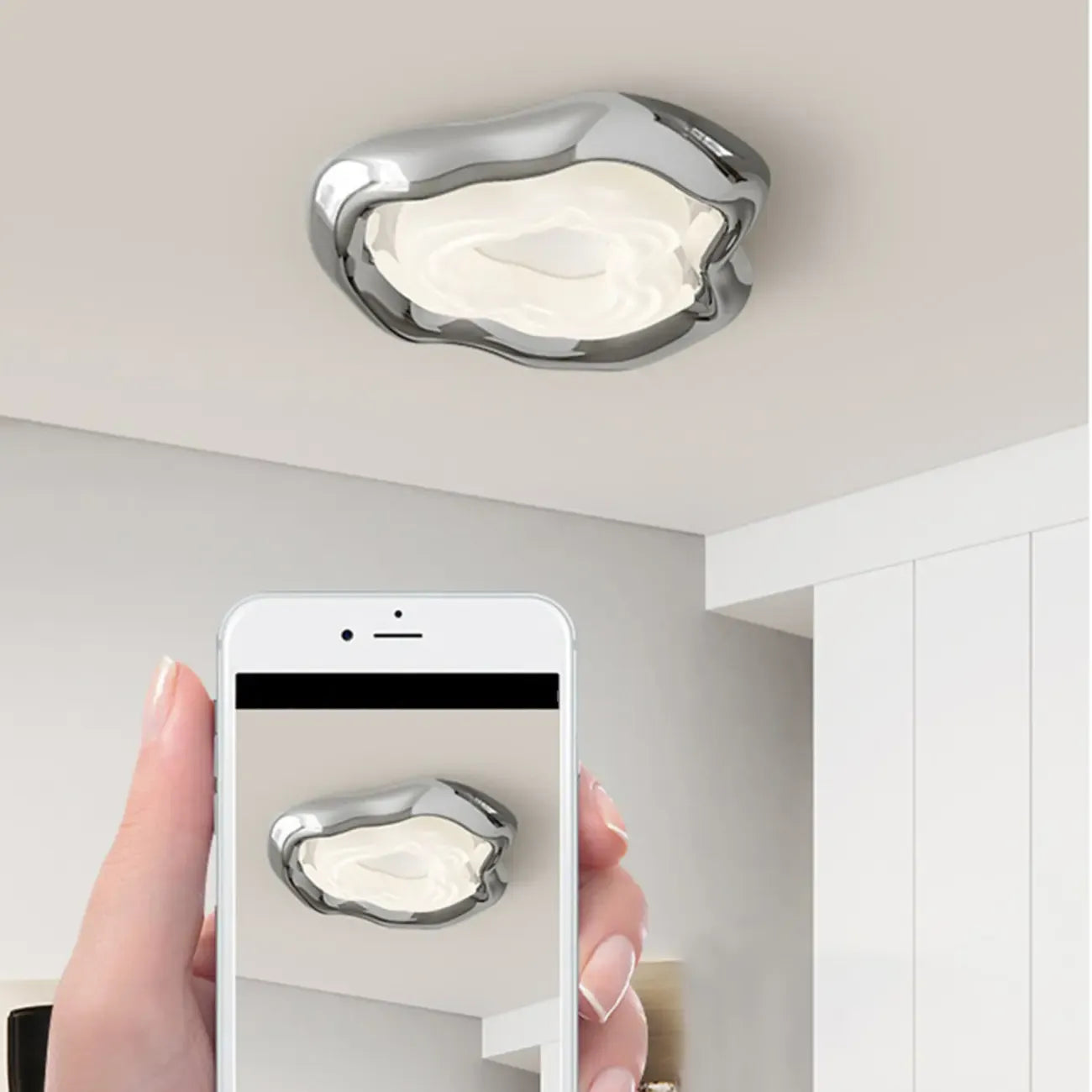 Stylish Chrome Irregular Dimmable LED Flush Mount Ceiling Light