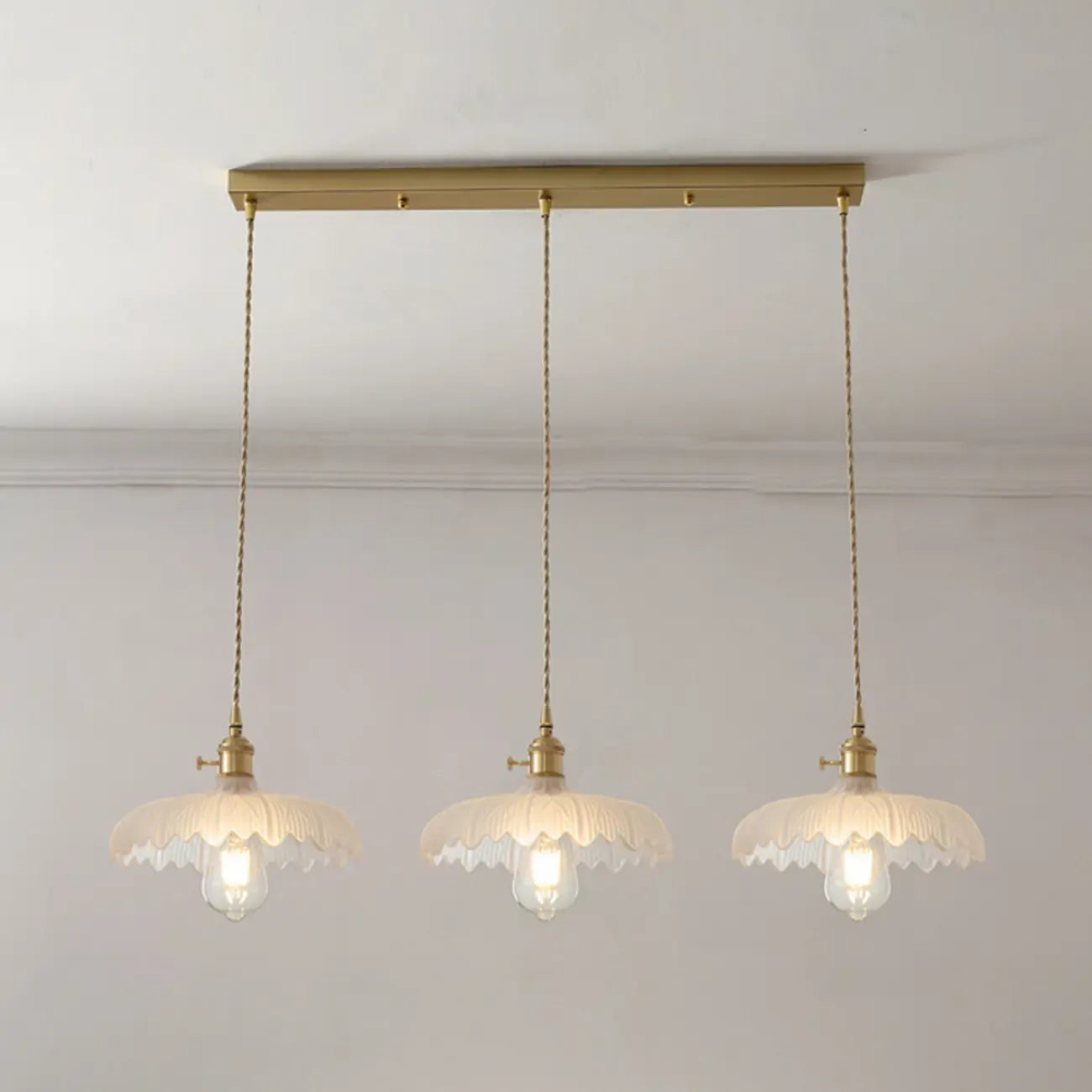 3-Light Modern Glass Gold Island Pendant Light for Kitchen
