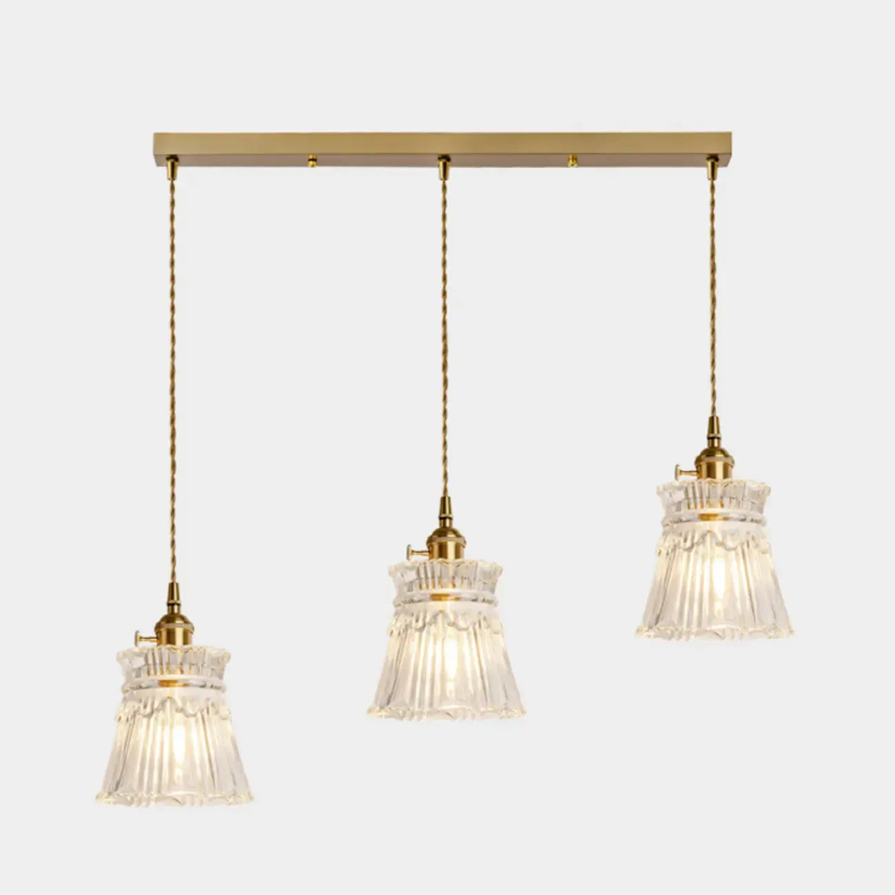 3-Light Modern Glass Gold Island Pendant Light for Kitchen