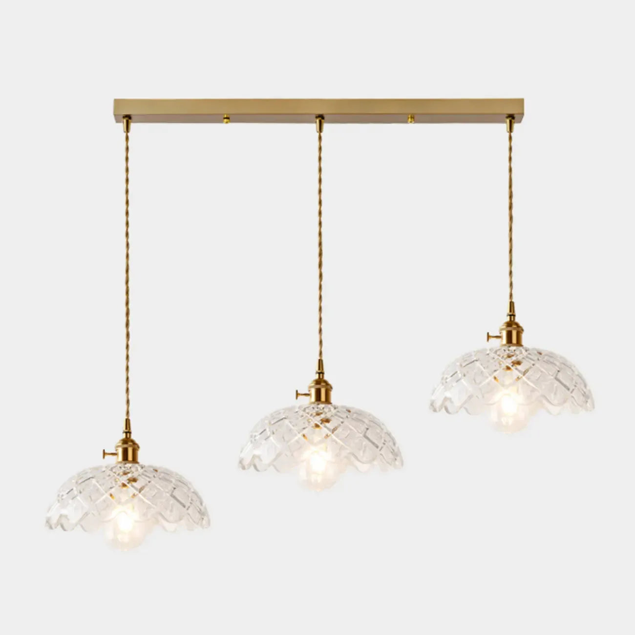 3-Light Modern Glass Gold Island Pendant Light for Kitchen