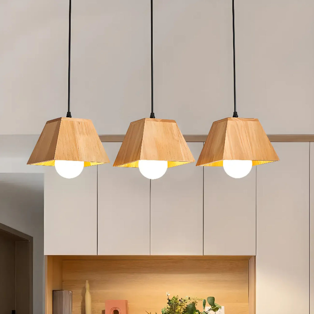 3-Light Modern Wood Island Pendant Light for Kitchen