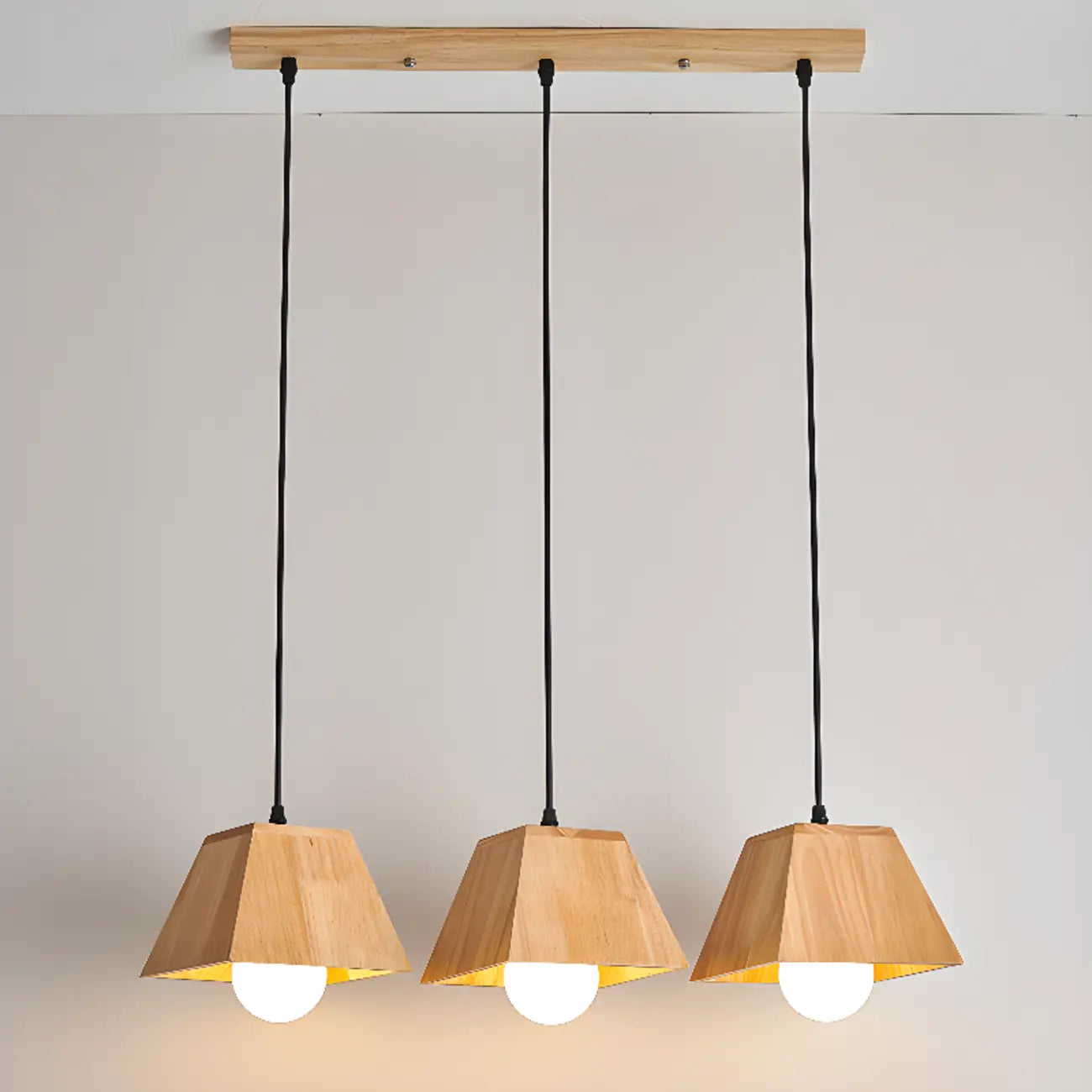 3-Light Modern Wood Island Pendant Light for Kitchen