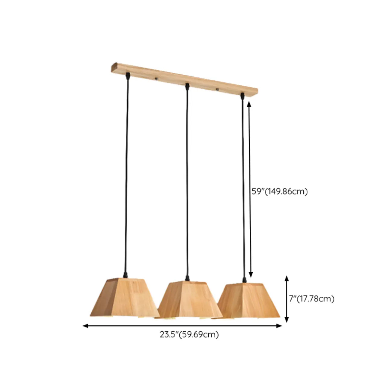 3-Light Modern Wood Island Pendant Light for Kitchen
