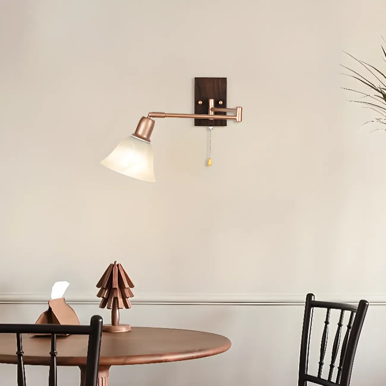 Elegant Swing Arm Wall Mount Light with Pull Chain Switch