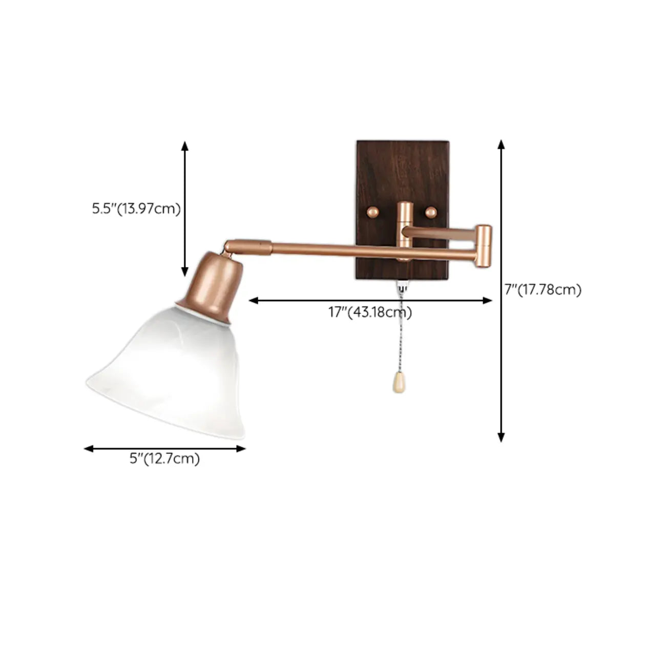 Elegant Swing Arm Wall Mount Light with Pull Chain Switch