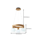 Nordic Natural Wood Round Glass Pendant Chandelier