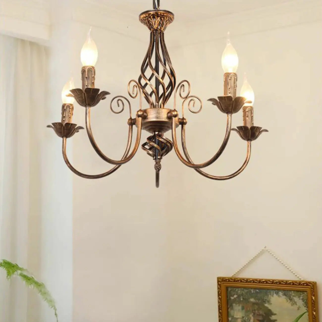 Vintage Brass Classic Candelabra Chandelier Height Adjustable