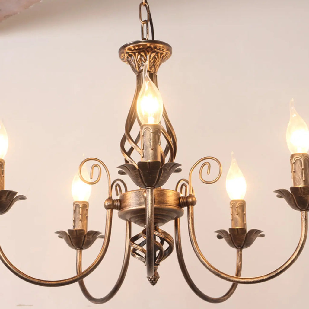 Vintage Brass Classic Candelabra Chandelier Height Adjustable