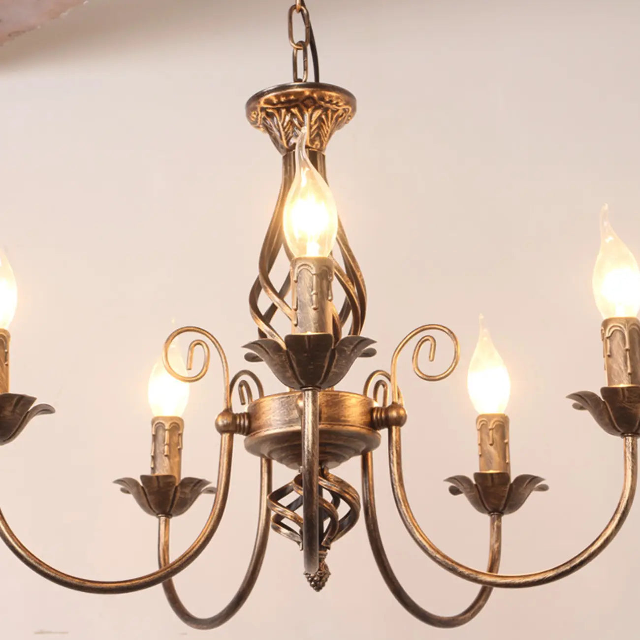 Vintage Brass Classic Candelabra Chandelier Height Adjustable