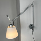 Adjustable Fabric Swing Arm Metal Wall Light for Bedroom