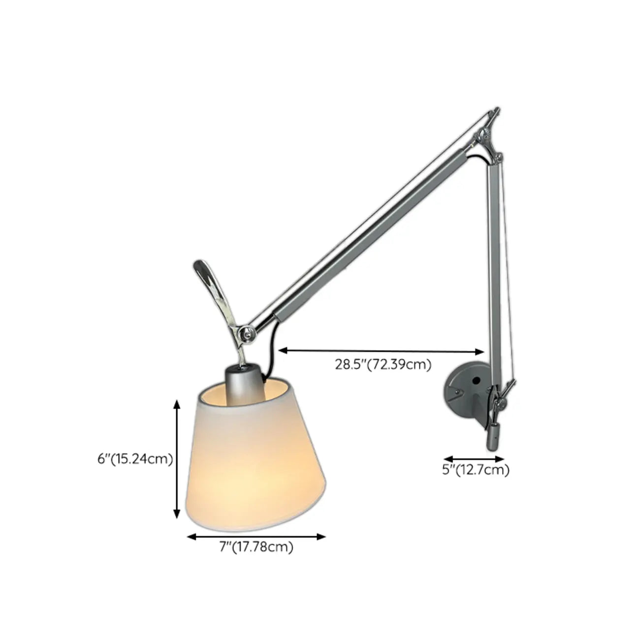 Adjustable Fabric Swing Arm Metal Wall Light for Bedroom