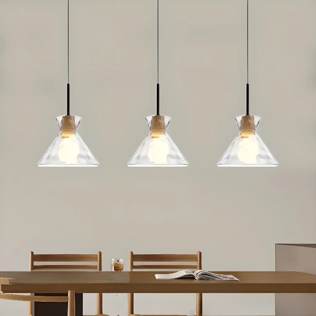 3-Light Clear Glass Island Pendant Light for Kitchen