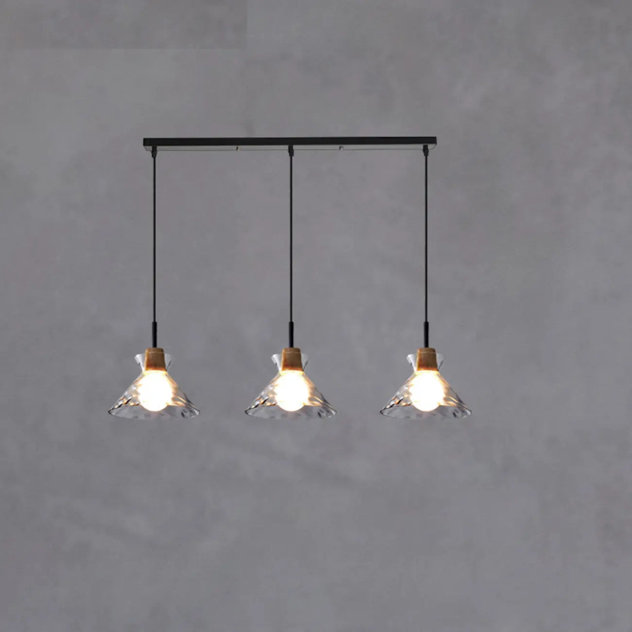 3-Light Clear Glass Island Pendant Light for Kitchen