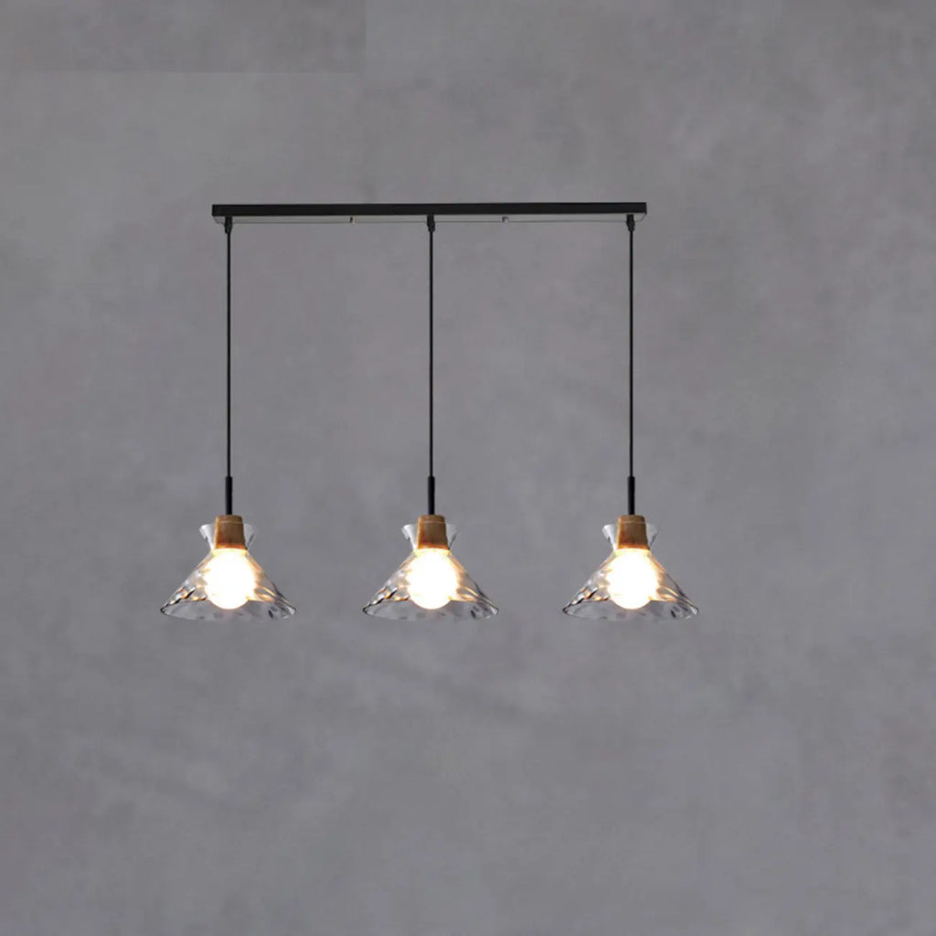 3-Light Clear Glass Island Pendant Light for Kitchen