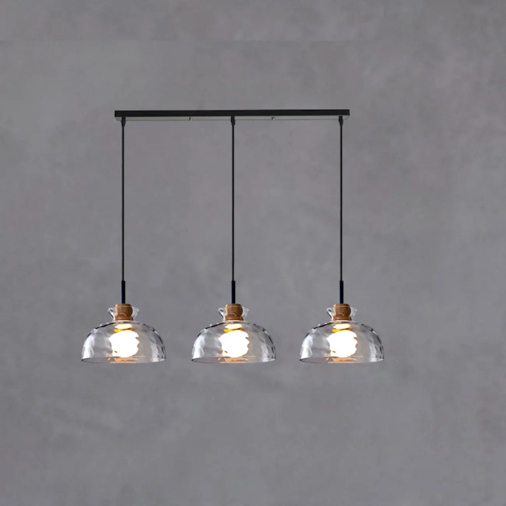 3-Light Clear Glass Island Pendant Light for Kitchen