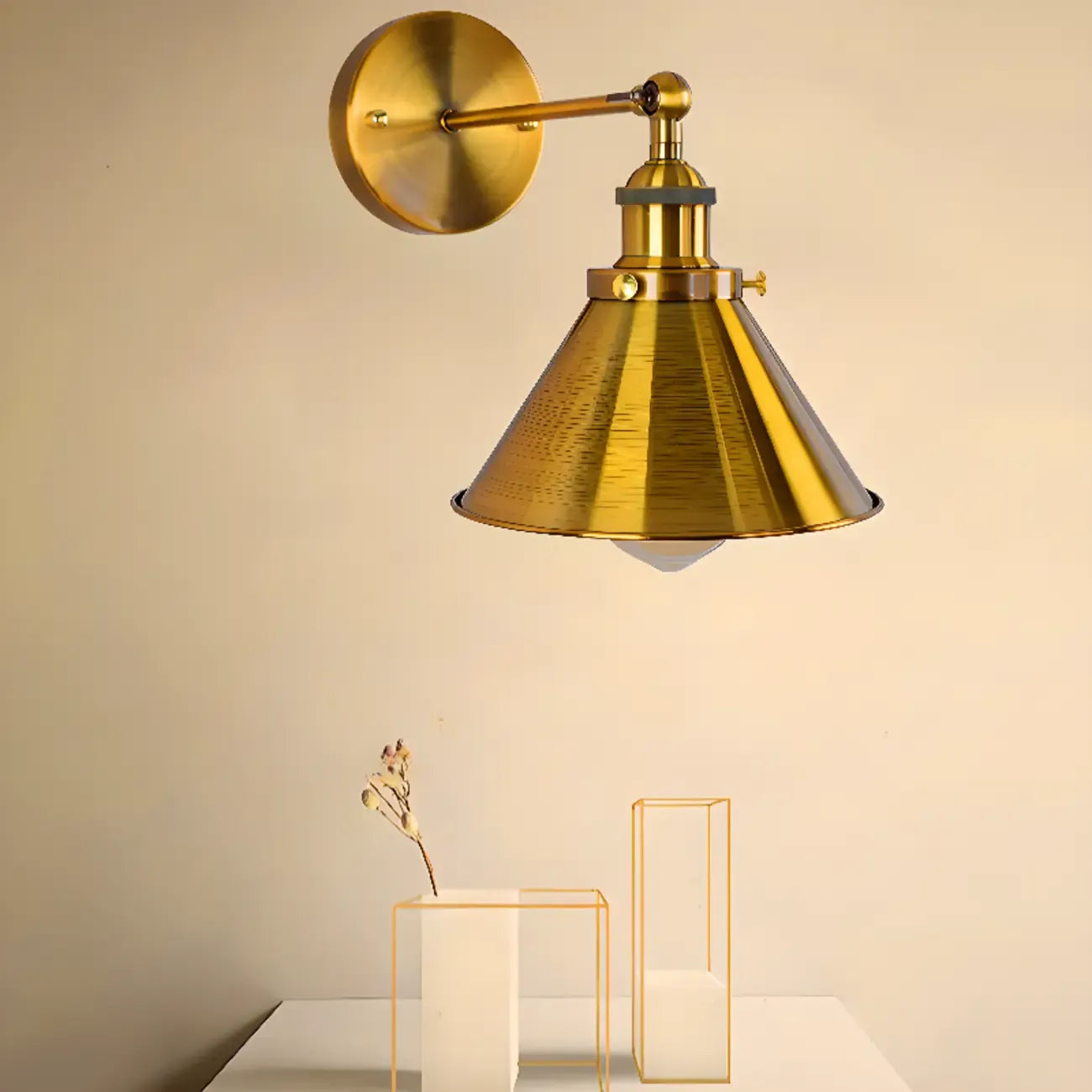 Vintage Brass Swing Arm Wall Light for Bedroom
