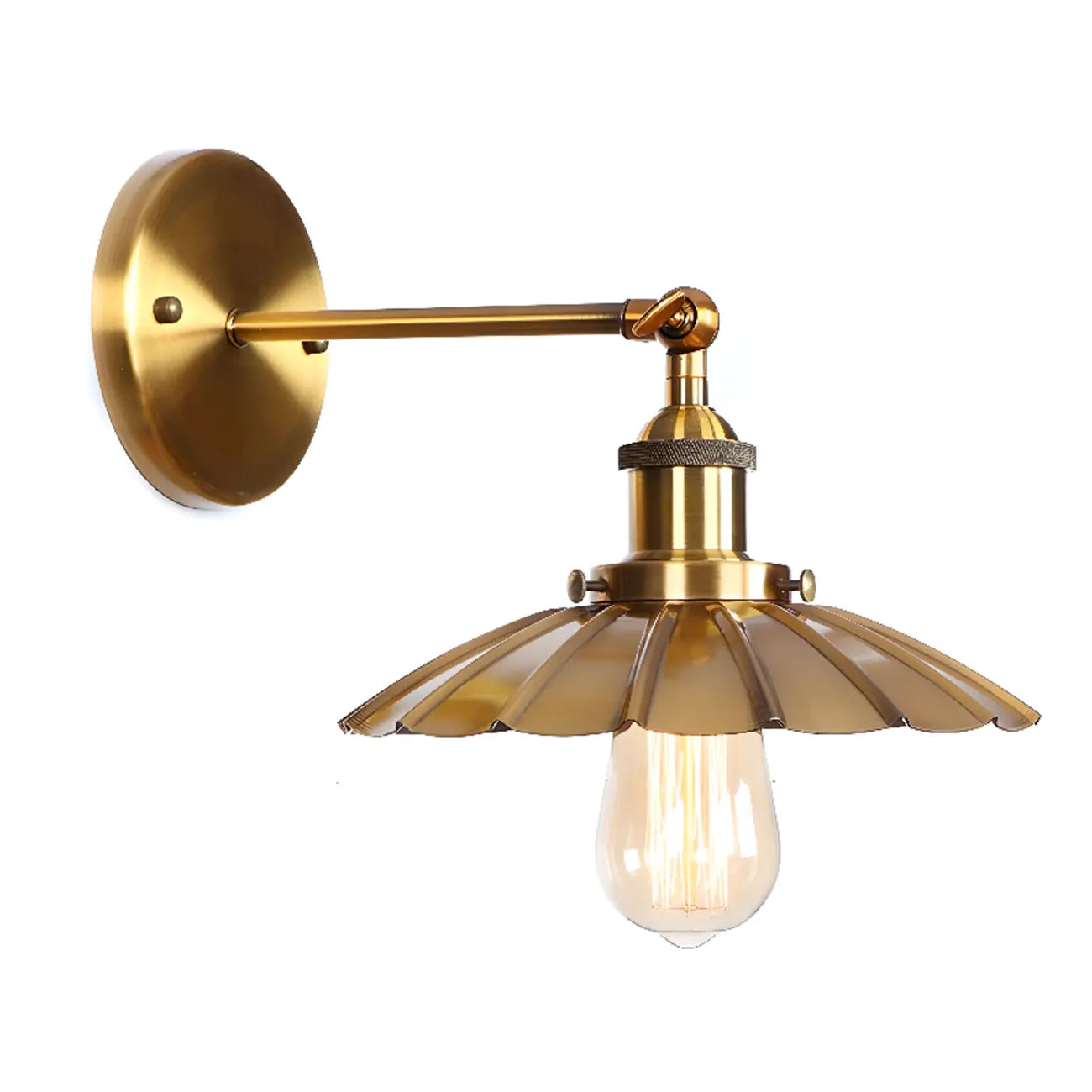 Vintage Brass Swing Arm Wall Light for Bedroom