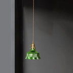 Modern Green Glass Pendant Light Adjustable for Kitchen Dining