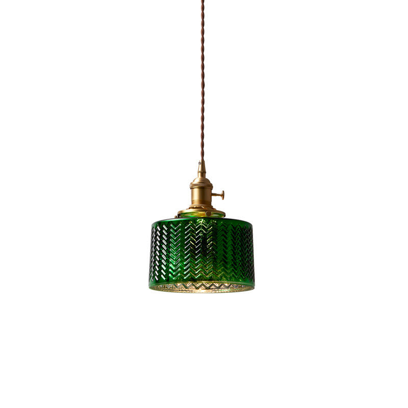Modern Green Glass Pendant Light Adjustable for Kitchen Dining