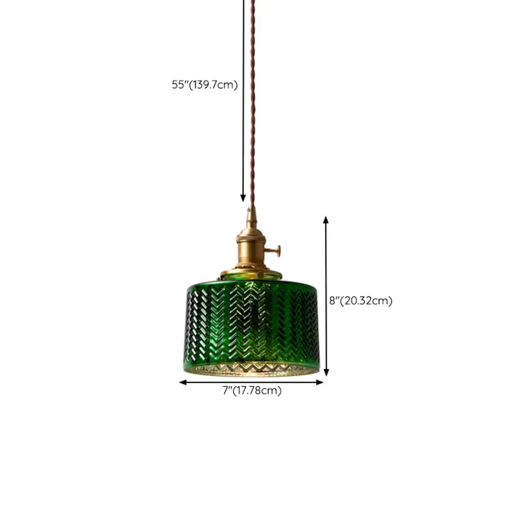 Modern Green Glass Pendant Light Adjustable for Kitchen Dining