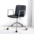 Modern Black Leather Metal Adjustable Swivel Office Chair
